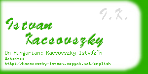 istvan kacsovszky business card